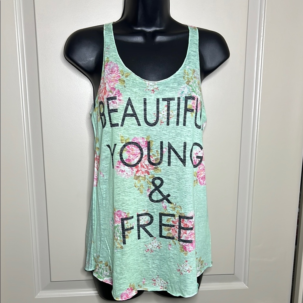 Green Graphic Sleeveless Tank Top